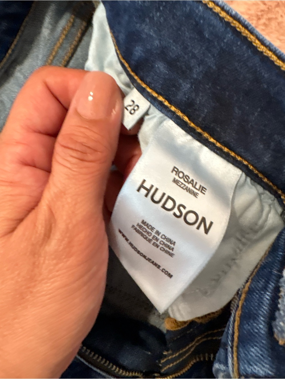 Hudson Jeans Rosalie Mezzanine Skinny Jeans - Dark Blue with Gold Stitching